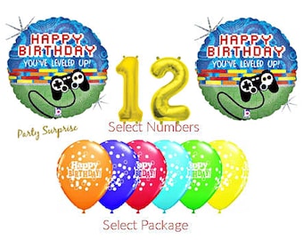 Gamer Birthday Balloon Set | USA Made Number Balloons