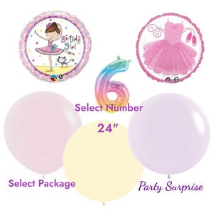 Ballerina Birthday Balloons Girl Birthday Balloons Rainbow Number Jumbo Pastel Matte Balloons Party Birthday Balloons Made in USA