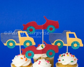 Sale! Cars Trucks Cupcake Toppers Boy Party Men Party Kids Party Cupcake Cake Decoration Toppers