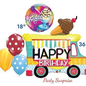 Ice Cream Truck Birthday Balloon Party: Mylar Foil & Latex Balloons