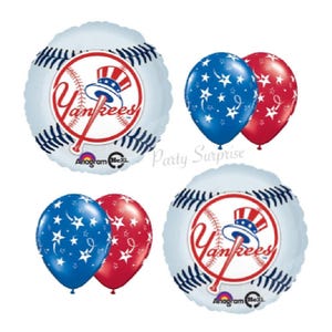Yankees Baseball and Stars Balloon Pkg Sports Party Birthday Baseball Party Balloons  Little League Baseball Balloons Made in USA