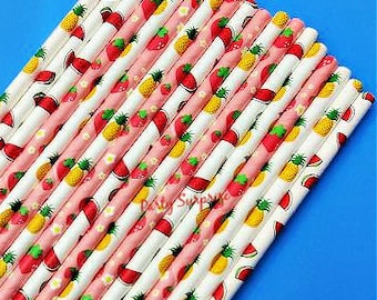 Pineapple Straws Strawberry Straws Watermelon Straws Tropical Party Straws