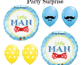 Baby Boy Shower Balloons Little Man Balloons Boy Baby Shower New Baby Boy Bowtie Mustache Straws Cupcake Toppers Gender Reveal Balloons