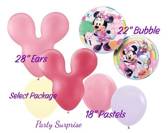 Minnie Mouse Balloon Package, Pink Mouse Ears, Pastel Balloons