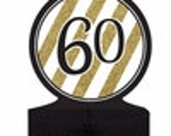 60th Centerpiece 60th Birthday 60th Anniversary Centerpiece Black and Gold Table Centerpiece