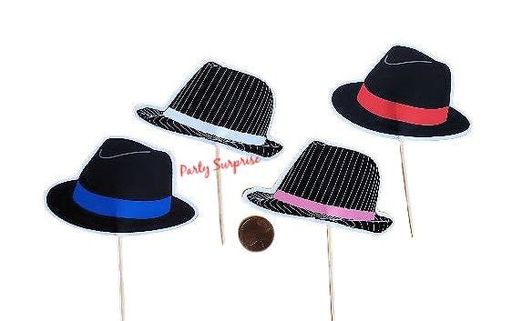 Funny Party Hats White Felt Fedora Gangster Hat - Mobster Costume Hats