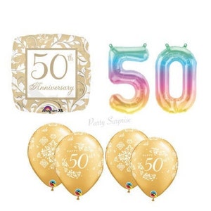 50th Anniversary Balloon Package Gold Balloons 50th Anniversary Gold or Jelli Numbers 5 0 Made in USA image 2