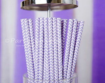 Lavender and Purple Chevron Paper Straws, Wedding Straws, Shower Straws, Paper Straws, Party Straws, Purple Straws