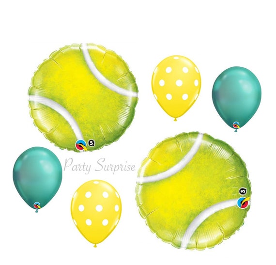 Tennis Party Balloon Package Decorations Sports Tennis Ball Tournament Game Match Set Tennis Party Balloons Yellow Straws Made in USA Il_570xn