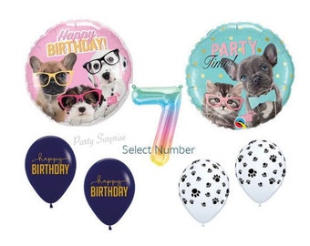 Dog Puppy Birthday Balloons Funny Dog Balloons Dog Birthday Party Paw Pawty Balloons Pet Birthday Party Balloons Made in USA