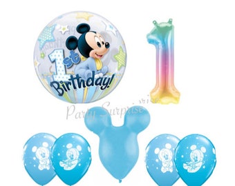 1st Birthday Blue Star Mickey Mouse Helium Inflated Foil Balloon in a Box Party