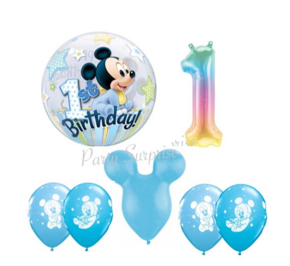 1st Birthday Boy Mickey Mouse Balloon Package Mickey Bubble Balloon Jelli Ombre Number 1 Baby Mickey Balloons Mouse Blue Mouse Ear Balloons Il_570xn