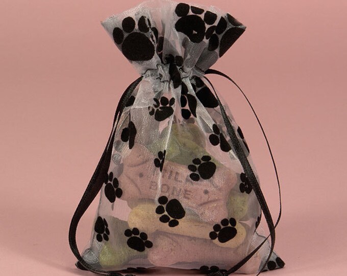 Paw Print Gift Bags Organza Puppy Party Bags Kitty Party Etsy