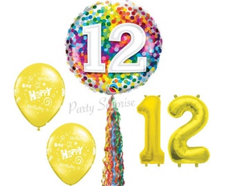 Blue Happy 12th Birthday Foil Party Banner Decoration Stars Holographic Age 12 