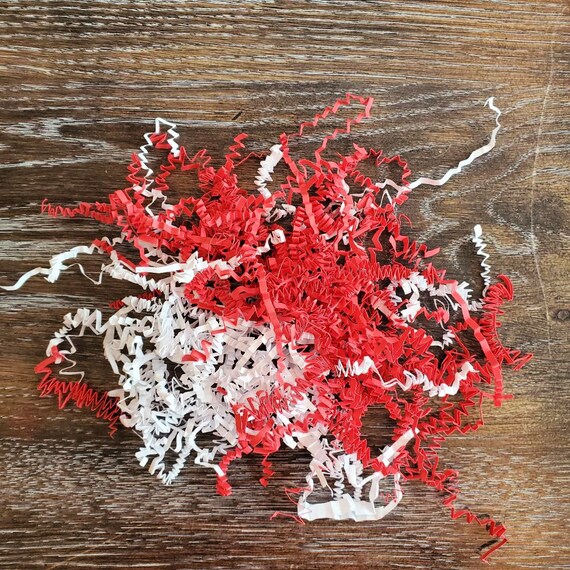 Crinkle Paper Shred Confetti Red and White, Shred for gift baskets