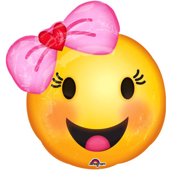 Emoji pink bow ribbon vinyl wall car decal sticker 5 sizes girl's bedroom