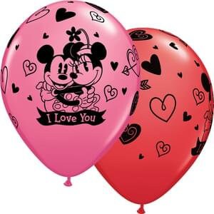 Mickey and Minnie Balloons in love kisses Mickey ears balloons Valentines Day Anniversary Engagement Latex Being in Love Red and Pink image 3