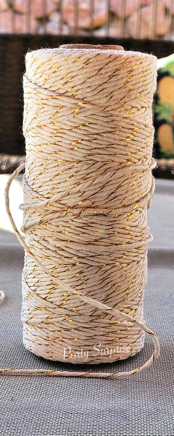 Gold Metallic Twine, Natural Twine, Gold Natural Twine 100 yd 12 ply Gift Wrap Bakery Wrap Gift Tag Craft String Baker Twine Christmas Twine Il_570xn