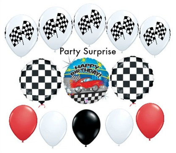 Car Flag Birthday Balloons Racing Car Birthday Party Balloons Car Truck Motorcycle Dirt Bike Racing Party Il_570xn