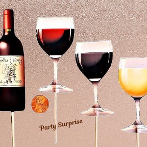 Wine Cupcake Toppers Personalize Wine Bottle Topper Wine Glasses Hand Made for You, Birthday Bridal Shower, Wedding, Engagement Toppers