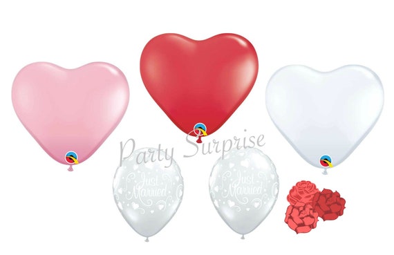Heart Balloons Large 15" latex Red Baby Pink and White Wedding Bridal Shower Engagement Party Valentines Day Baby Shower Birthday Bouquet Il_570xn