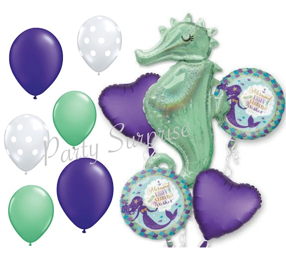 Seahorse Balloon Bouquet Mermaid Seahorse Under the Sea Nautical Party Balloon Package Mermaid Wishes Mylar Balloon Bouquet Seahorse decor Il_570xn