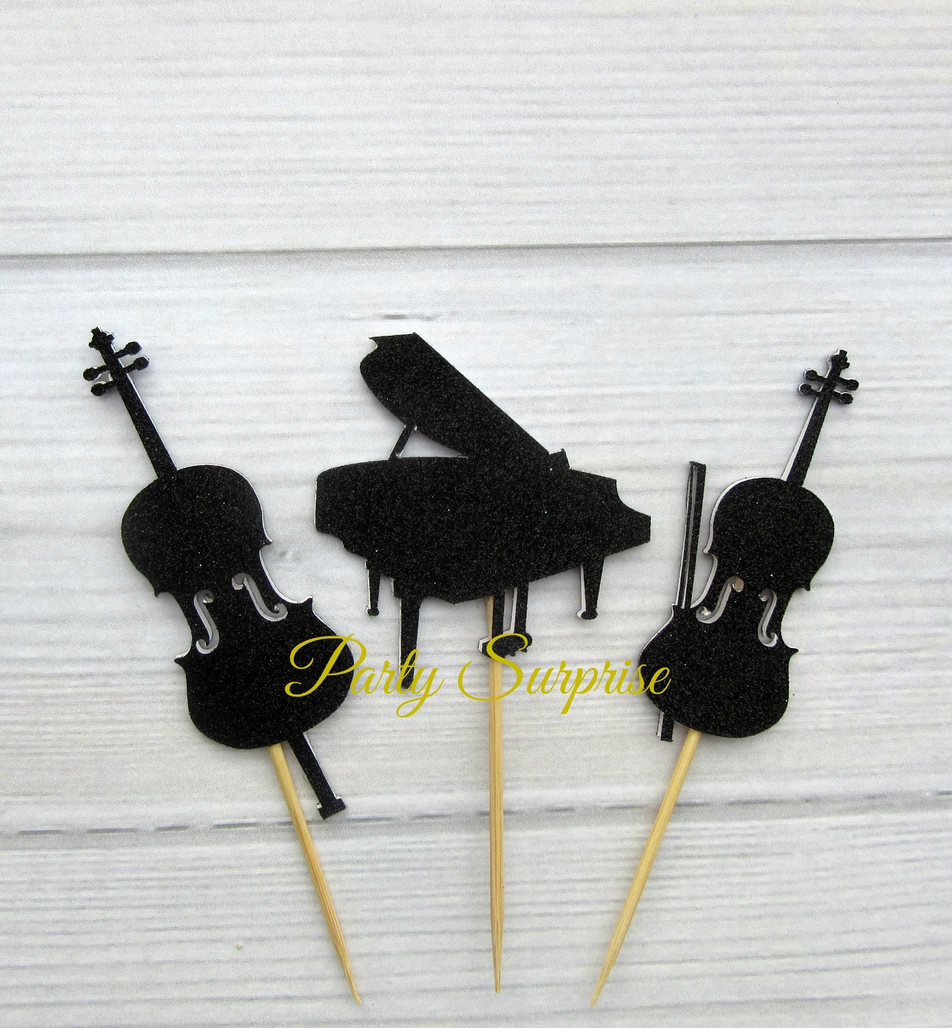 Cake Toppers Gitaar, 24 stuks, taartdecoratie, Happy Birthday Cupcake Topper, notenbalk, gitaar taartdecoratie voor muziekthema, verjaardagsdecoratie Rock Roll (B