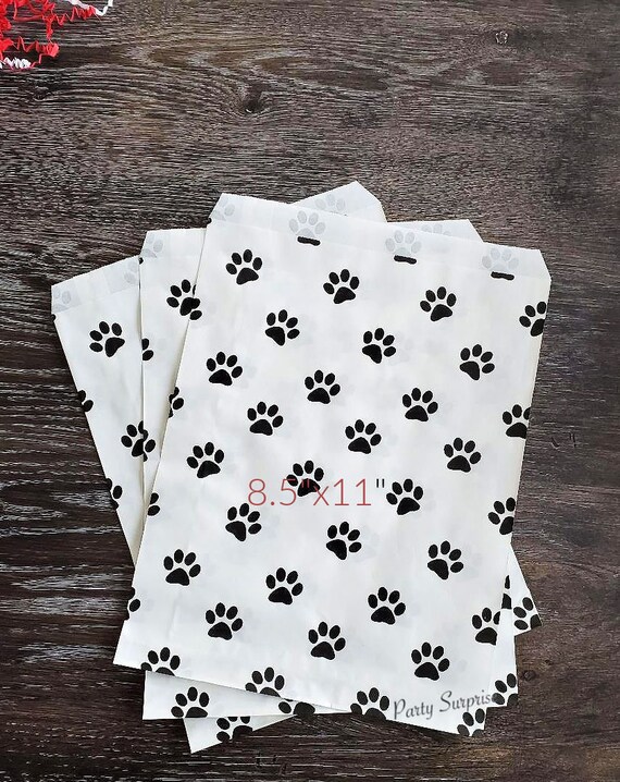 Paw Print Paper Bags 8.5"x11" Dog Cat Paper Bags Animal Safari Jungle
