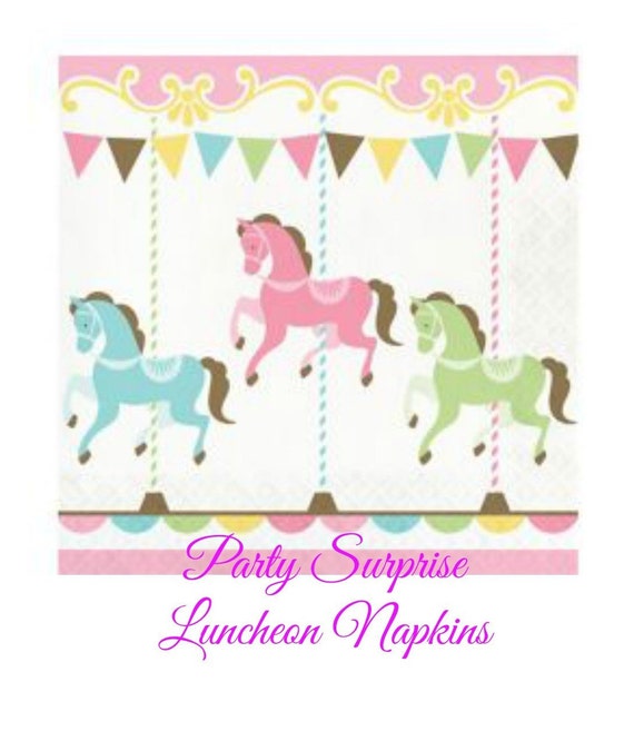 Carousel Napkins Pastel Horses Carousel Party Baby Shower Birthday Party 1st Birthday Napkins Il_570xn