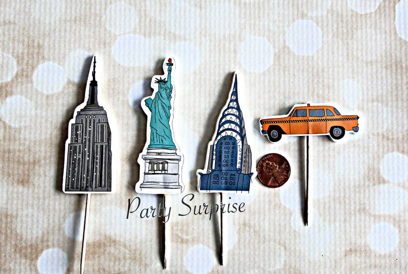 12 Big Apple Cupcake Toppers New York City party cake Etsy