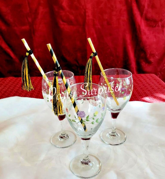 Gold Black Straws Tassels Gold Foil Stripe Solid Gold, Black White Gold Straws Cocktail Stir Sticks Decorated Embellished Straws Wedding Il_570xn