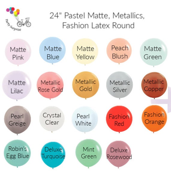 Round Balloons 24" 19 Colors Latex Use for Hot Air Balloons Birthday Party Pastel Matte Metallic Fashion Air or Helium Made in USA Rose Gold Il_570xn