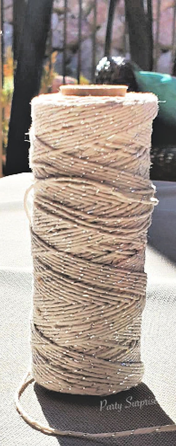 Silver Bakers Twine, Natural and Silver Twine, Metallic Silver 12 Ply 100 yard Strong Gift Wrap Tag String Strong Bakers Twine Bakery String Il_570xn
