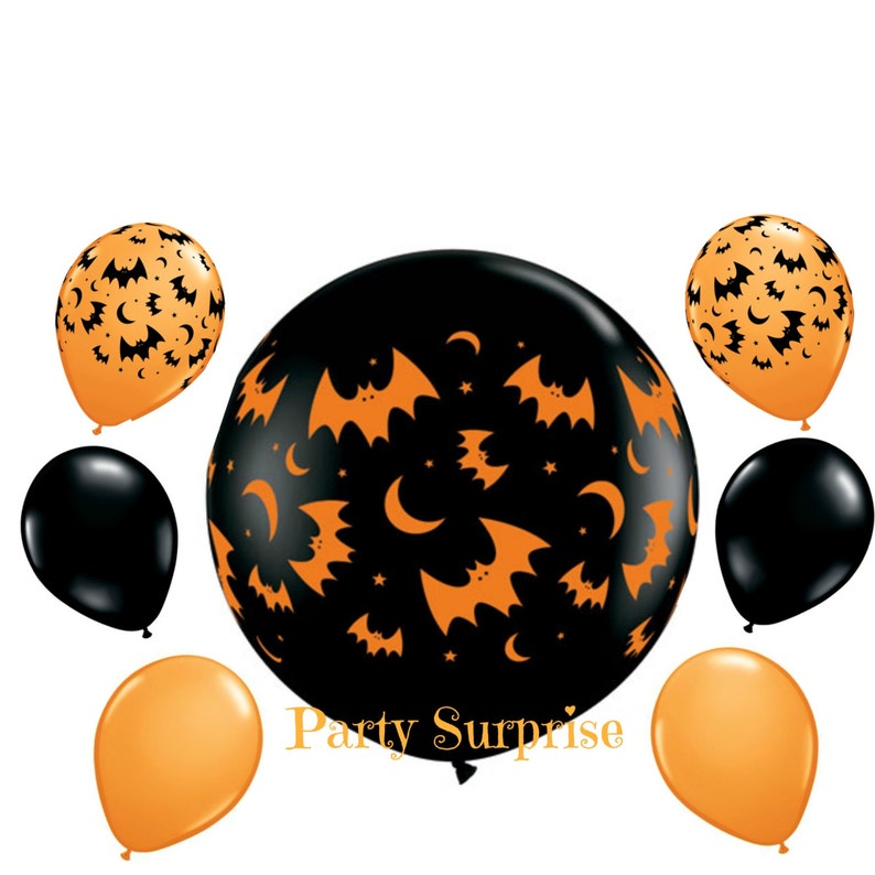 Bats Moons Black Orange Balloons Halloween Party Decoration Balloons Halloween Balloons Gold BOO Balloons