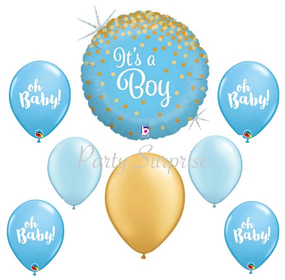 oh baby boy balloons blue gold boy baby shower its a boy etsy