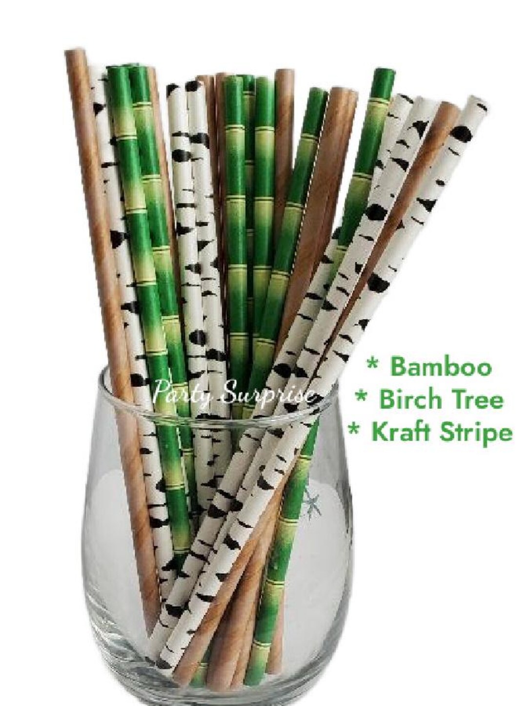 Little Tree Straw Straws Birch Tree Straws, Green Bamboo Straws, Kraft Stripe Straws ...