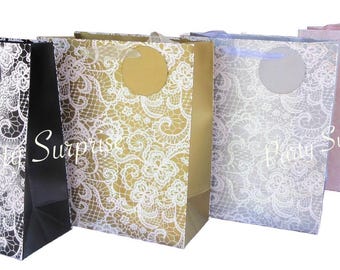 Lace Glitter Euro Gift Bags with Tag