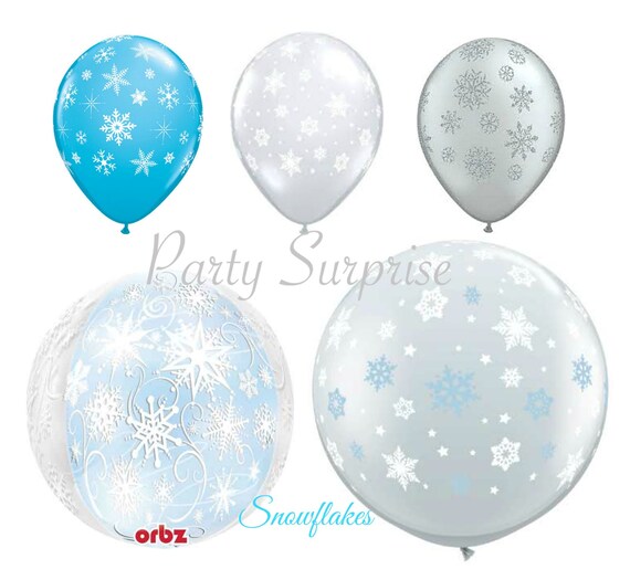Snowflake Balloons Frozen Party Kids Birthday Wedding Christmas Shower winter Hanukkah snowflake balloons Silver Blue Clear snowflake Il_570xn