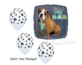 Dad Dog Balloon Package Paw Print Balloons Dad Balloons Dad Birthday Fathers Day Great Dad Select Your Pkg Made in USA Balloons Mylar Foil