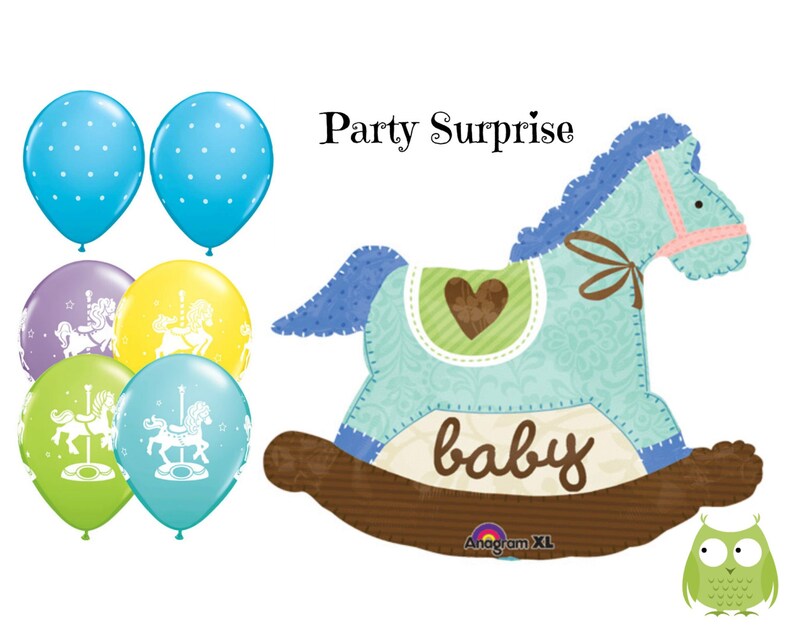 Rocking Horse Balloon Boy Baby Shower Rocking Horse Carousel Horse Balloon Package New Baby Boy Balloons