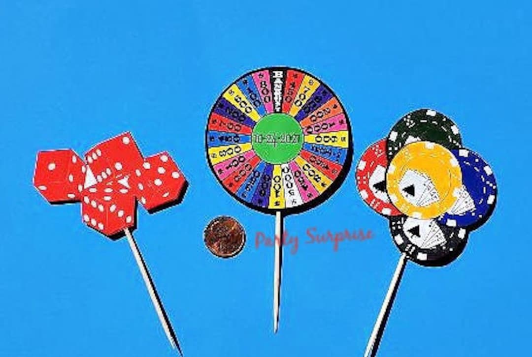Casino Cupcake Toppers Custom Made Toppers Casino Party Decor Poker