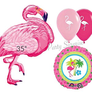 Flamingo Balloons Pink and Gold Flamingo Mylar Foil and Latex Pkg Tropical Hawaiian Party Balloons Flamingo Party Pineapple Party Made USA