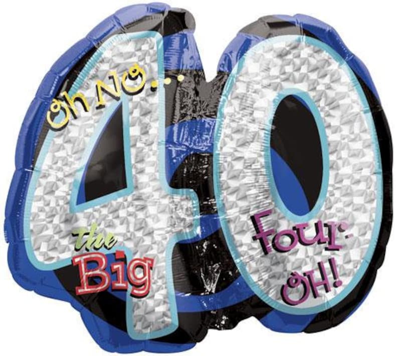 Sale 40th Birthday Anniversary Balloon Large number 40 balloon holographic
