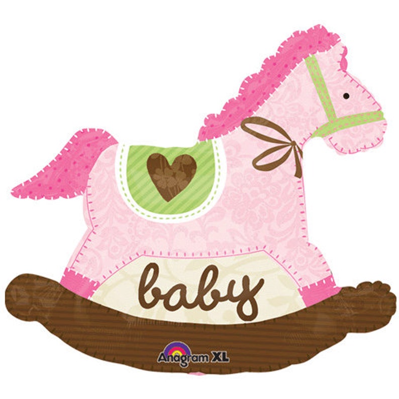 Baby Girl Rocking Horse Balloons Baby Girl Shower Decoration Balloons Pink Pastel Balloons New Baby Girl Horse Theme Balloons