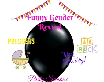 Funny Gender Reveal Balloon with Confetti Joke Gag Gender Reveal Black Balloon