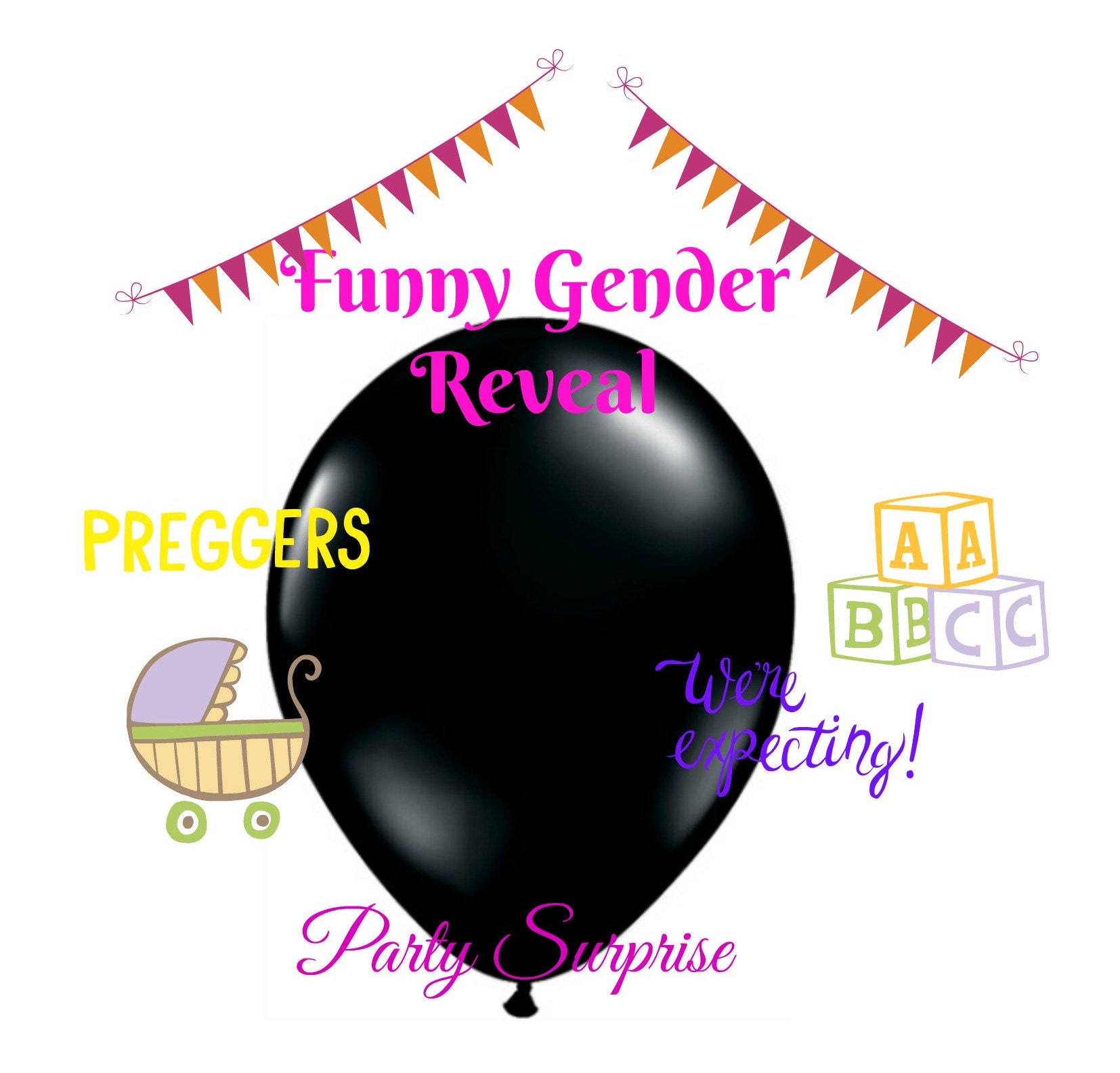 Funny Gender Reveal Balloon with Confetti Joke Gag Gender Etsy