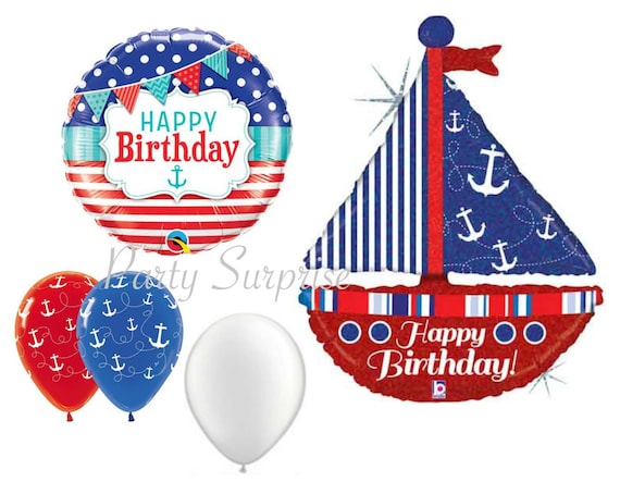 Nautical Birthday Balloon Package Reusable Patriotic Birthday Anchors Sailboat Boating Sailing Party Baby Shower Navy Boat Party Balloons Il_570xn
