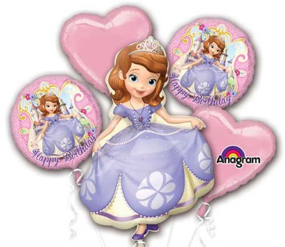 Sofia Birthday Balloon Bouquet Girl Birthday Party Princess Sofia the First Balloons Princess Party Balloon Bouquet Mylar Foil Made in USA Il_570xn