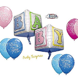 Baby Blocks Balloons Girl or Boy Baby Shower Balloons Gender Reveal ABCD Cube Balloons Baby Girl Baby Boy Made in USA