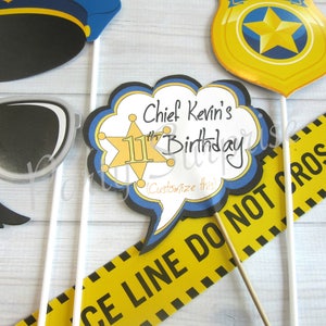 Police Photo Prop Set Police Party Photo Booth Props Custom Speech Bubble First Responders Party Supplies Cop Party Props Kids Birthday